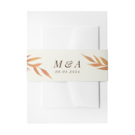 Cintas Para Invitaciones Cream Fall Leaf Elegant Monograma Boda