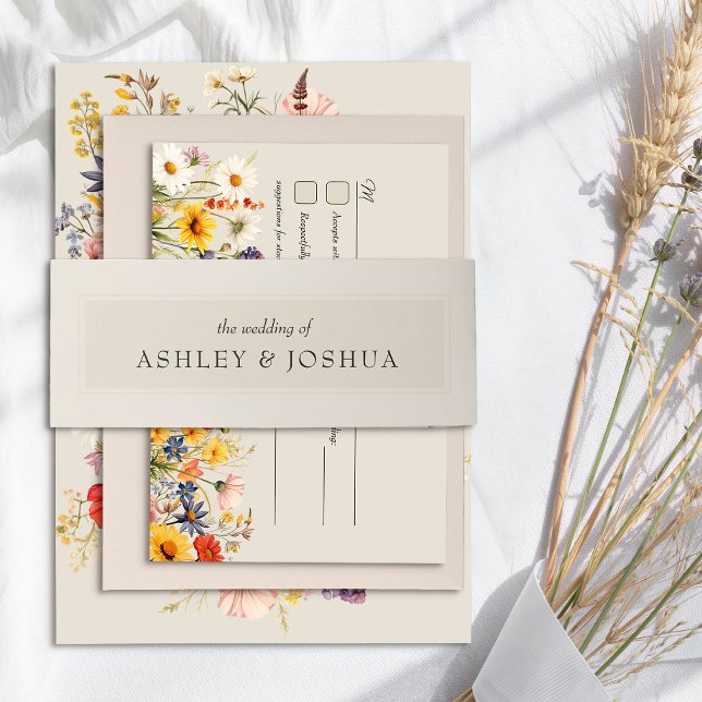 Cintas Para Invitaciones Crema neutra Beige Boda mínimo simple (Neutral wedding invitation belly bands from Rustic Wildflower Wedding Collection by Darling & May
)