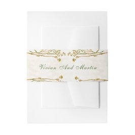 Cintas Para Invitaciones Crema ocre neutra Y Rústica Verde Vintage