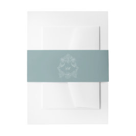Cintas Para Invitaciones Crest azul polvoriento Monograma Boda Regencia