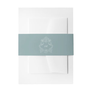 Cintas Para Invitaciones Crest azul polvoriento Monograma Boda Regencia