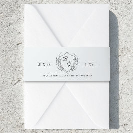 Cintas Para Invitaciones Crestá monograma clásico vintage gris pálido fresc