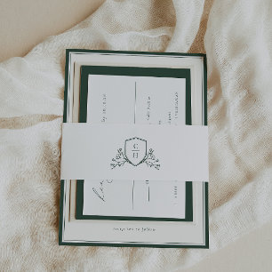 Cintas Para Invitaciones Crestón botánico monograma verde de BRUNSWICK