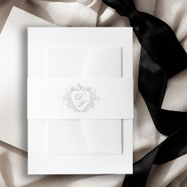Cintas Para Invitaciones Crestón de monograma clásico boda verde salvia
