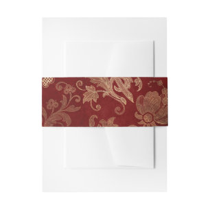 Cintas Para Invitaciones Crimson Red and Gold Vinttice Damask