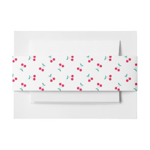 Cintas Para Invitaciones Cuidadosa cereza estética patrón de cerezas blanco