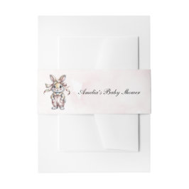 Cintas Para Invitaciones Cute Floral Bunny Girl Baby Shower 