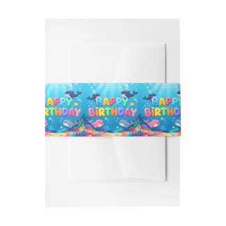 Cintas Para Invitaciones Cute Happy Birthday nautical dolphin