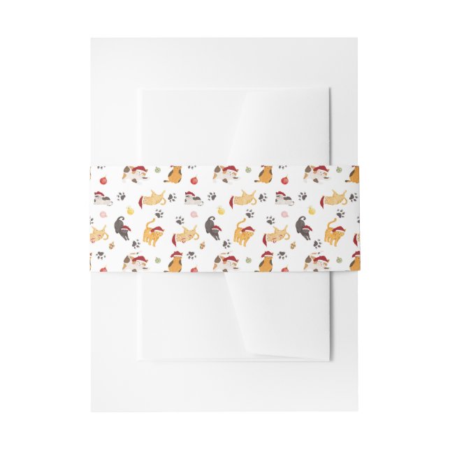 Cintas Para Invitaciones Cute Holiday Cat Pattern (Anverso Ejemplo)