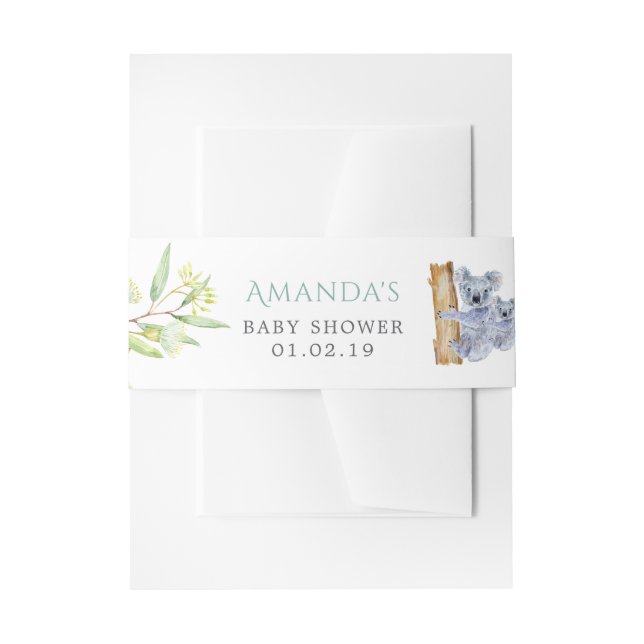 Cintas Para Invitaciones Cute Koala Bears Eucalyptus deja Baby Shower (Anverso Ejemplo)