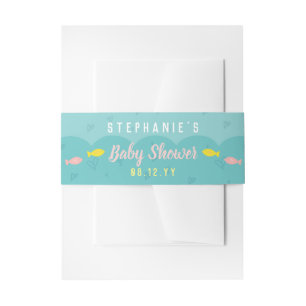 Cintas Para Invitaciones Cute Ocean Fish Hearts Whimsical Baby Shower