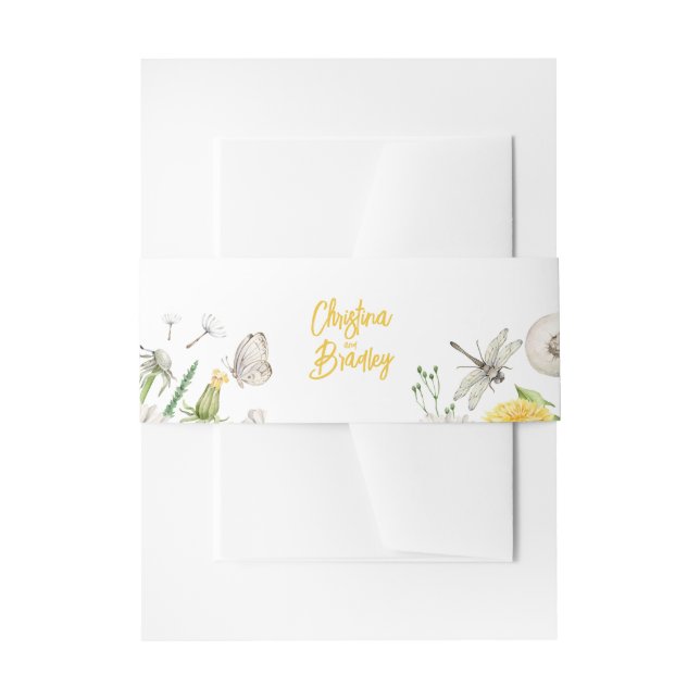 Cintas Para Invitaciones Dandelion Wildflower Garden Wedding (Anverso Ejemplo)