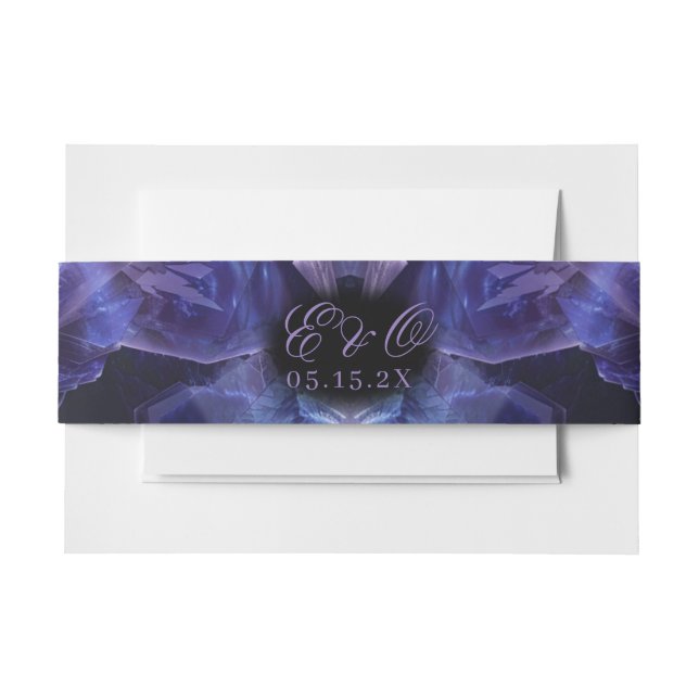 Cintas Para Invitaciones Dark Amethyst Boho Crystals Black Boda (Anverso Ejemplo)