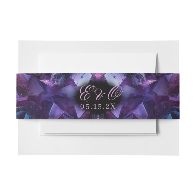Cintas Para Invitaciones Dark Amethyst Boho Witch Crystals Black Wedding (Anverso Ejemplo)
