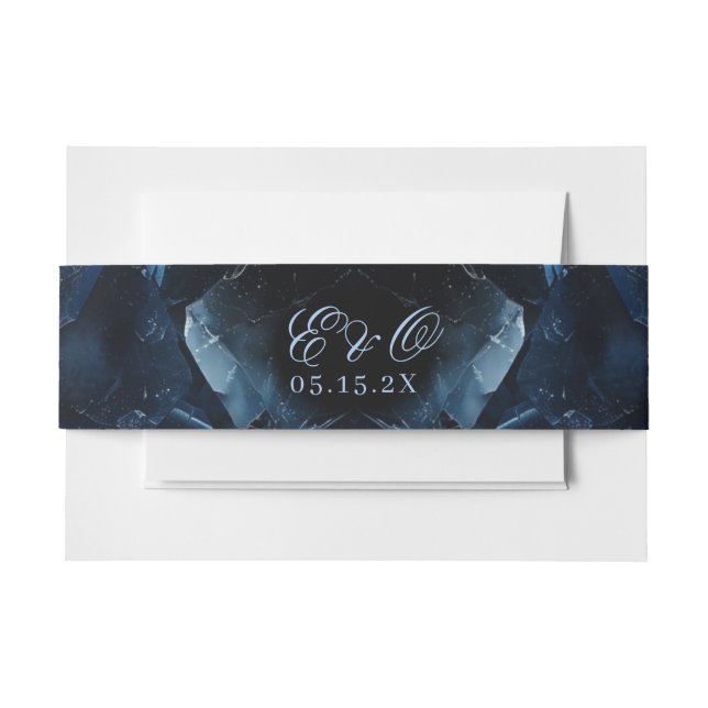 Cintas Para Invitaciones Dark Blue Boho Witch Crystals Black Wedding (Anverso Ejemplo)