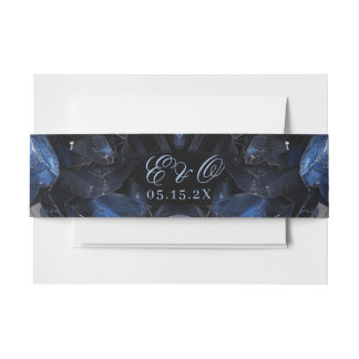 Cintas Para Invitaciones Dark Blue Boho Witch Crystals Black Wedding