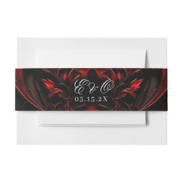 Cintas Para Invitaciones Dark Elegant Red & Black Gothic Damask Wedding