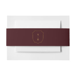 Cintas Para Invitaciones Dark Red Burgundy & Gold Crest Monogram Wedding