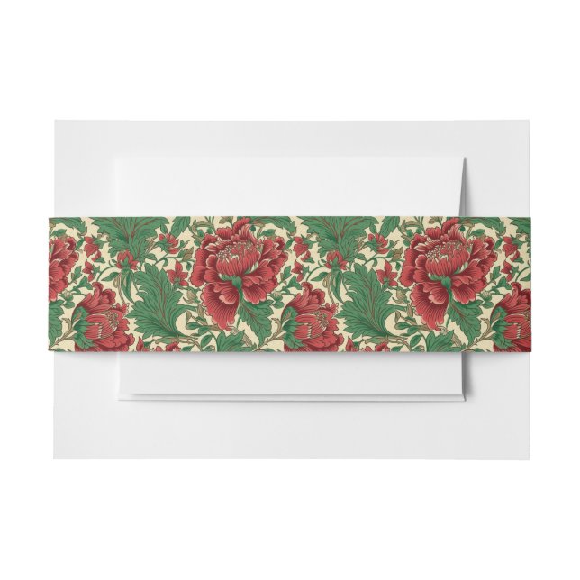 Cintas Para Invitaciones Decadencia victoriana Elegante Floral Roja (Anverso Ejemplo)