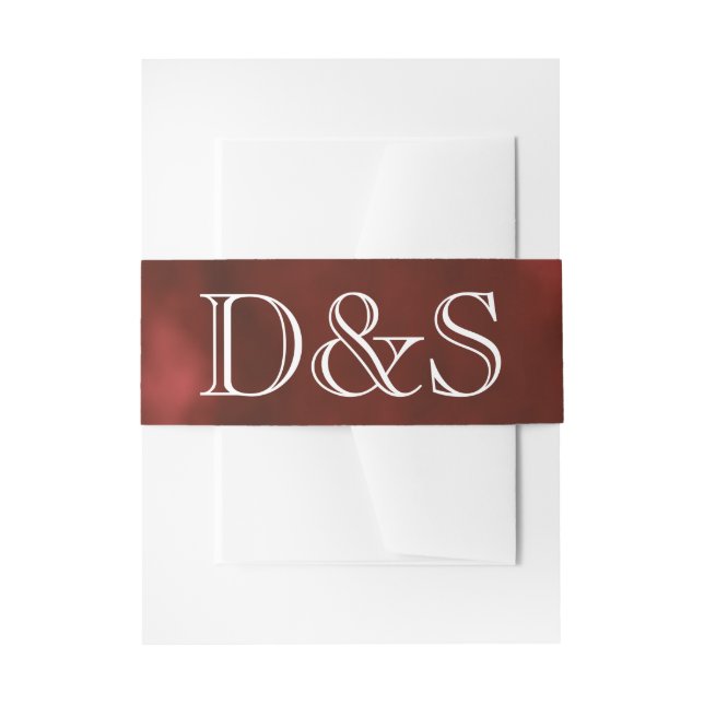 Cintas Para Invitaciones Deco de arte rojo geométrico | Boda de monograma m (Anverso Ejemplo)