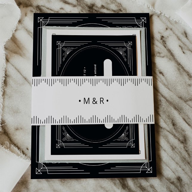 Cintas Para Invitaciones Deco moderno | Elegante Boda blanco y negro (Subido por el creador)