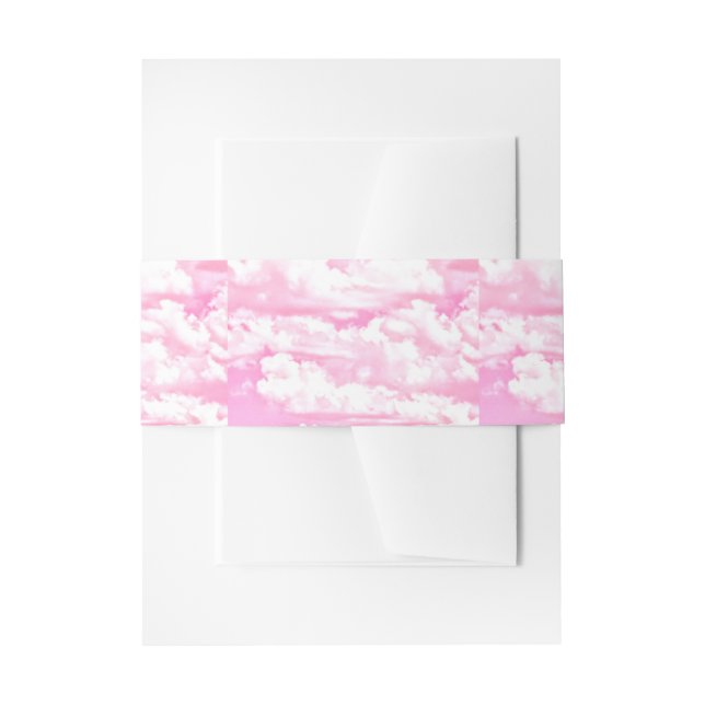 Cintas Para Invitaciones Decoración suave de nubes de Rosa feliz (Anverso Ejemplo)