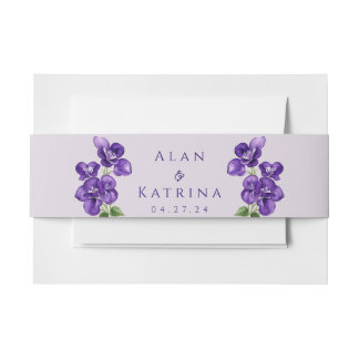 Cintas Para Invitaciones Deep Purple Violets Invitación Banda de Vientre