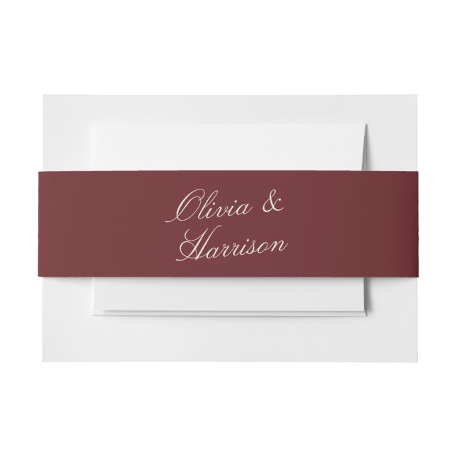 Cintas Para Invitaciones Deep Wine Classic Calligraphy Wedding (Anverso Ejemplo)