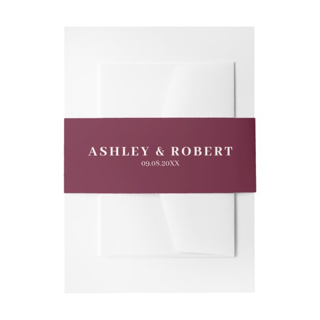 Cintas Para Invitaciones Deep Wine Red Modern Wedding Invitation (Anverso Ejemplo)