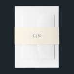 Cintas Para Invitaciones Del vintage | monogramas floral de la marina de<br><div class="desc">Este el vientre elegante del boda congriega la característica un texto moderno amarillo cremoso del fondo y de los azules marinos para una mirada asombrosamente intemporal.</div>