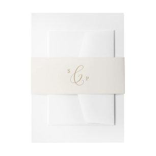Cintas Para Invitaciones Delicada caligrafía de oro Boda de monograma cre