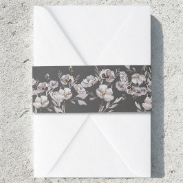 Cintas Para Invitaciones Delicada flor púrpura polvorienta acuarela, gris o