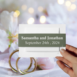 Cintas Para Invitaciones Delicada invitación floral sobre verde oliva