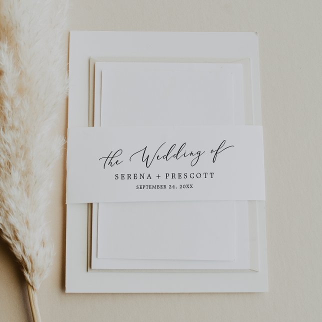 Cintas Para Invitaciones Delicado Boda de caligrafía negra (Subido por el creador)