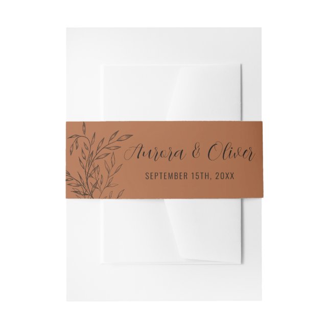Cintas Para Invitaciones Delicate Foliage | Terracota | Boda de nombres (Anverso Ejemplo)