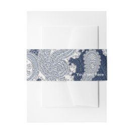Cintas Para Invitaciones Denim Jean & Encaje Blanco Elegante Boda Nupcial