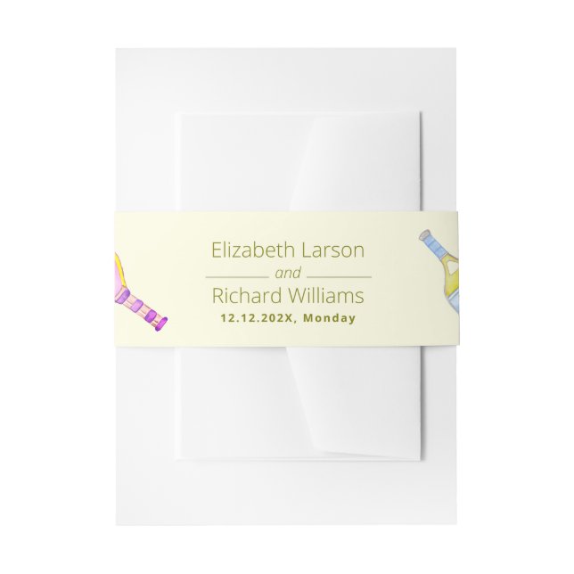 Cintas Para Invitaciones Deportes Amante Acuarela Pickleball Tema Boda (Anverso Ejemplo)