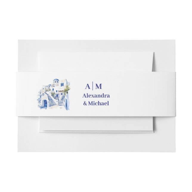 Cintas Para Invitaciones Destino Grecia Boda Santorini (Anverso Ejemplo)