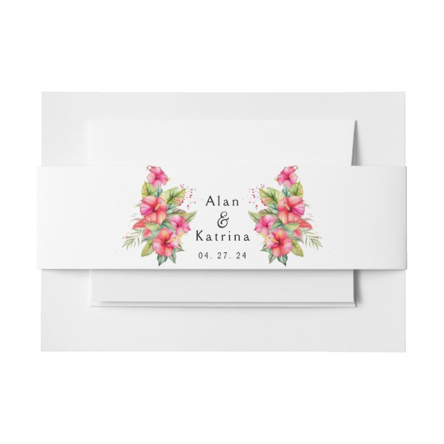 Cintas Para Invitaciones Destino Tropical Hibiscus Beach (Anverso Ejemplo)