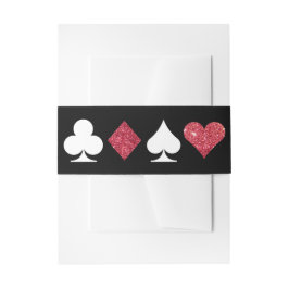 Cintas Para Invitaciones Destiny Vegas Boda Faux Red Purpurina Bellyband