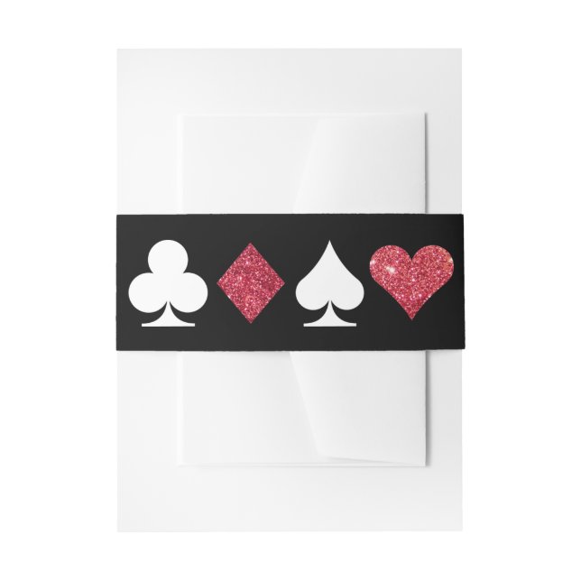 Cintas Para Invitaciones Destiny Vegas Boda Faux Red Purpurina Bellyband (Anverso Ejemplo)