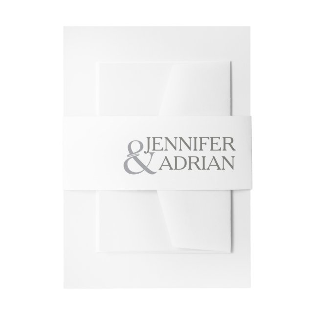 Cintas Para Invitaciones Detalles de Boda Gris Granito Boda Moderna (Anverso Ejemplo)
