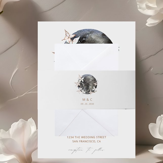 Cintas Para Invitaciones Detalles del Boda Botánico Celestial de la Luna Mo (Subido por el creador)