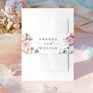 Cintas Para Invitaciones Detalles del Boda Pastel Pink Boho Wildflowers