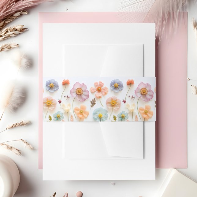 Cintas Para Invitaciones Detalles del Boda Pastel Pink Boho Wildflowers (Subido por el creador)