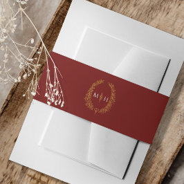 Cintas Para Invitaciones Dibujo de arte en monograma hoja de oro burdeos os