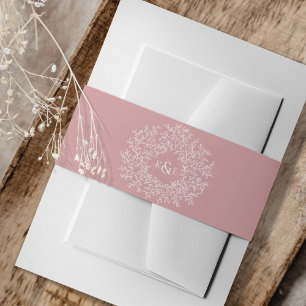 Cintas Para Invitaciones Dibujo de pintura en monograma blanco sobre rosa p