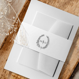 Cintas Para Invitaciones Dibujo de pintura monograma de la hoja gris oscuro