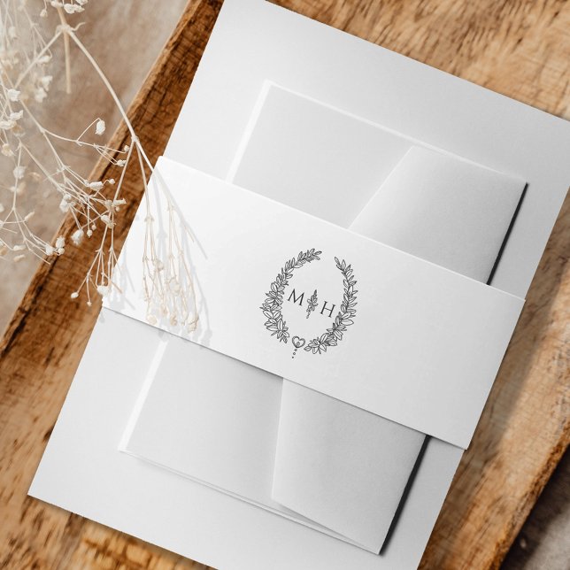 Cintas Para Invitaciones Dibujo de pintura monograma de la hoja gris oscuro (Subido por el creador)