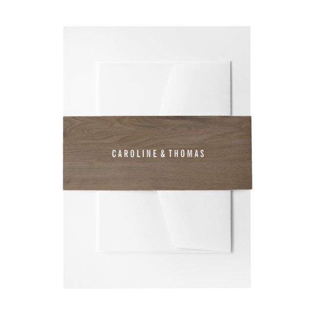 Cintas Para Invitaciones Diseño de banda rustica de Belly de madera y encaj (Anverso Ejemplo)